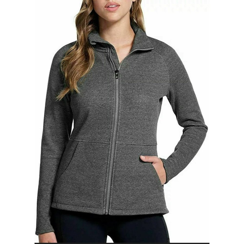 SKECHERS Women Performance Go Walk Full Zip Fleece-Lined Jacket--Charcoal